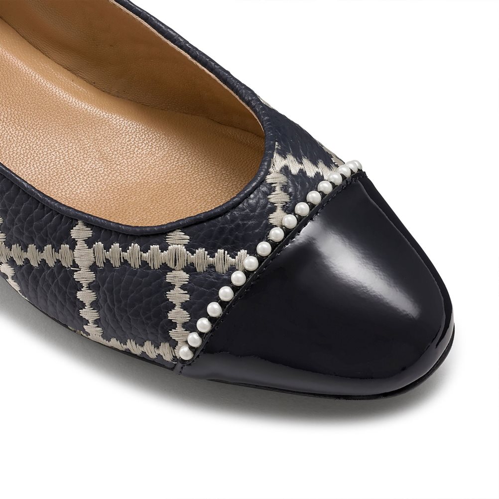 Navy / Black Russell & Bromley Boulevard Pearl Women's Ballet Flats | PH-0-JCNT