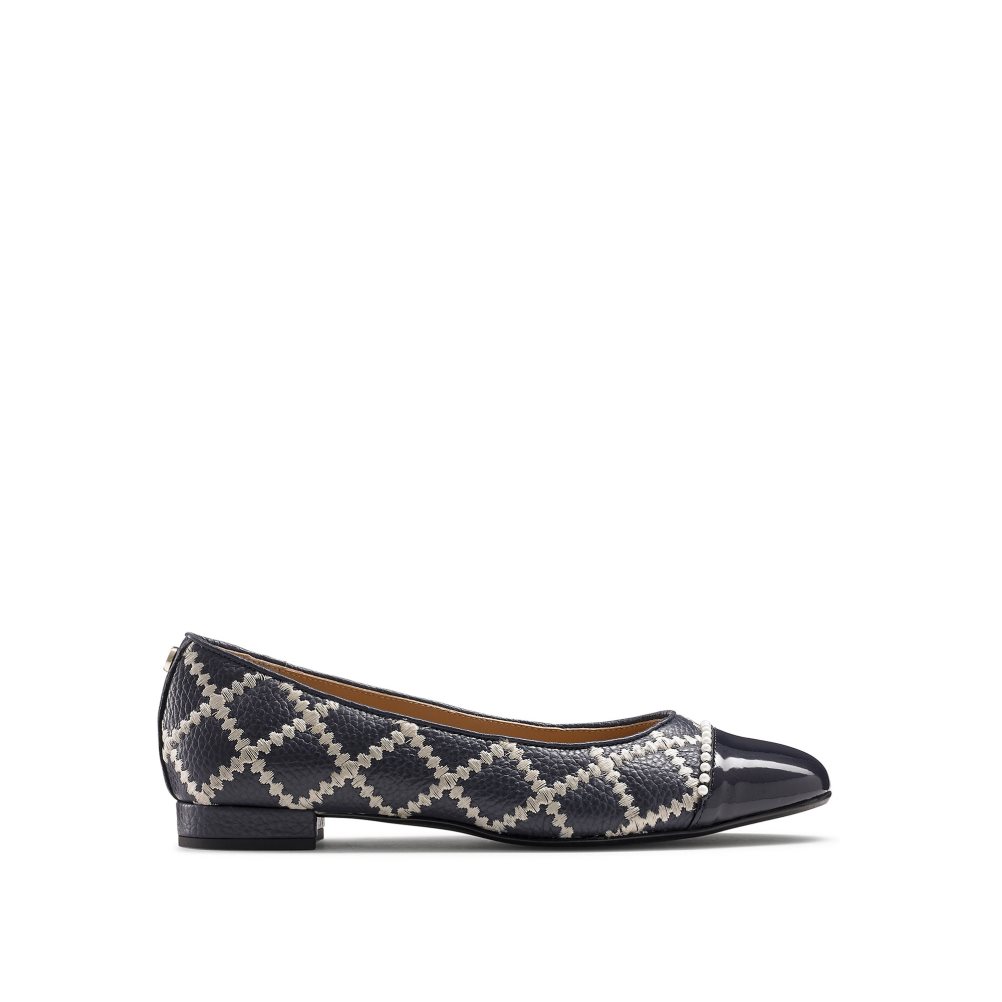 Navy / Black Russell & Bromley Boulevard Pearl Women\'s Ballet Flats | PH-0-JCNT