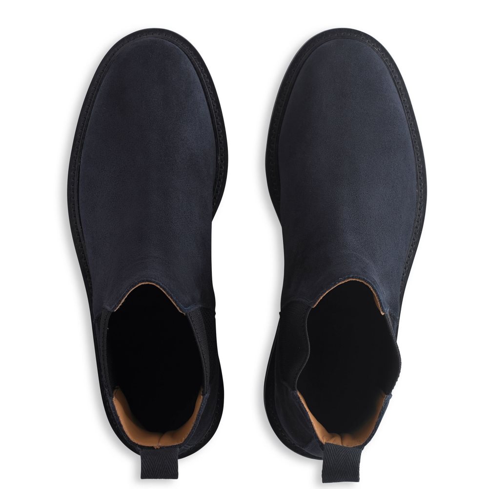 Navy Russell & Bromley Bruton Cleated Sole Men's Chelsea Boots | PH-9-YKPI