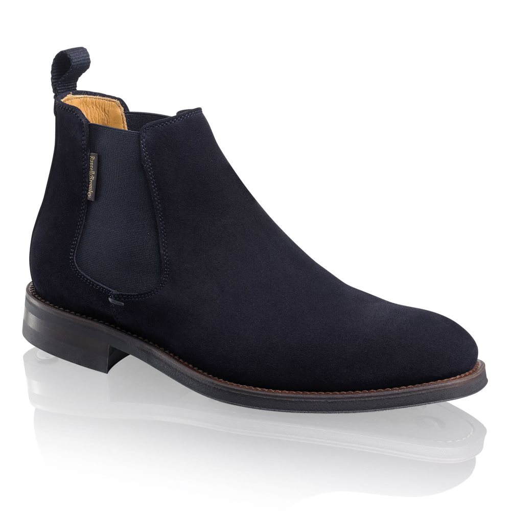 Navy Russell & Bromley Burlington Men's Chelsea Boots | PH-7-SXBE