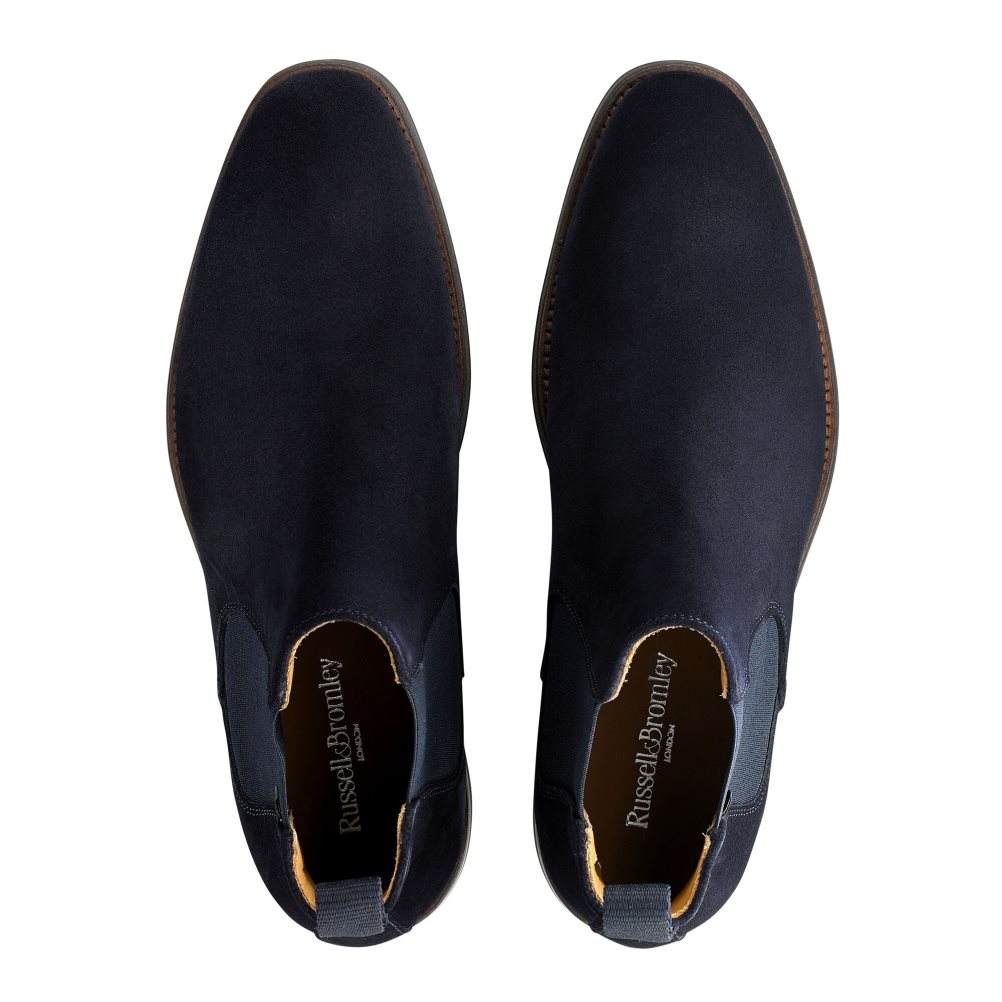 Navy Russell & Bromley Burlington Men's Chelsea Boots | PH-7-SXBE