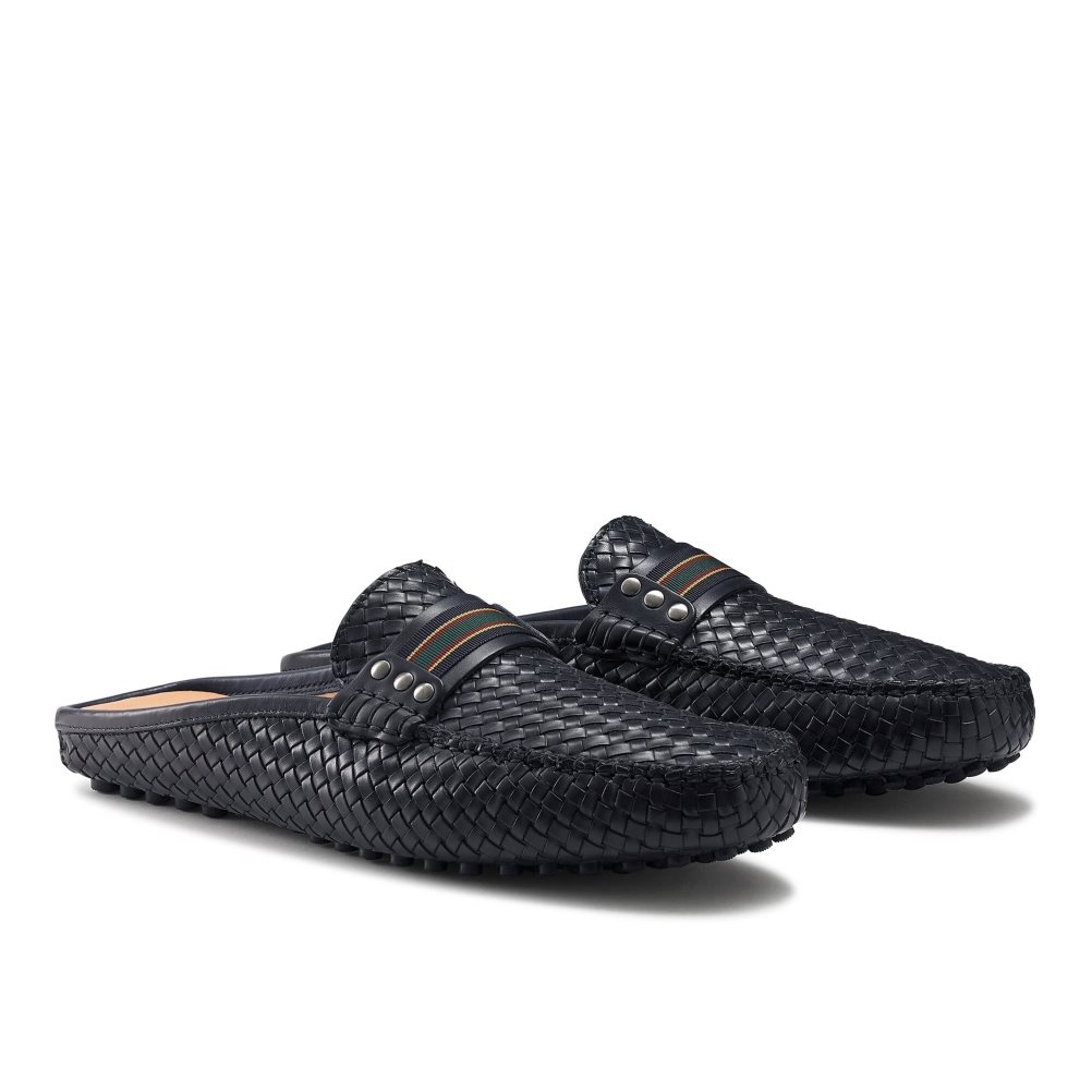 Navy Russell & Bromley Cabriolet Backless Men's Loafers | PH-4-BJVA