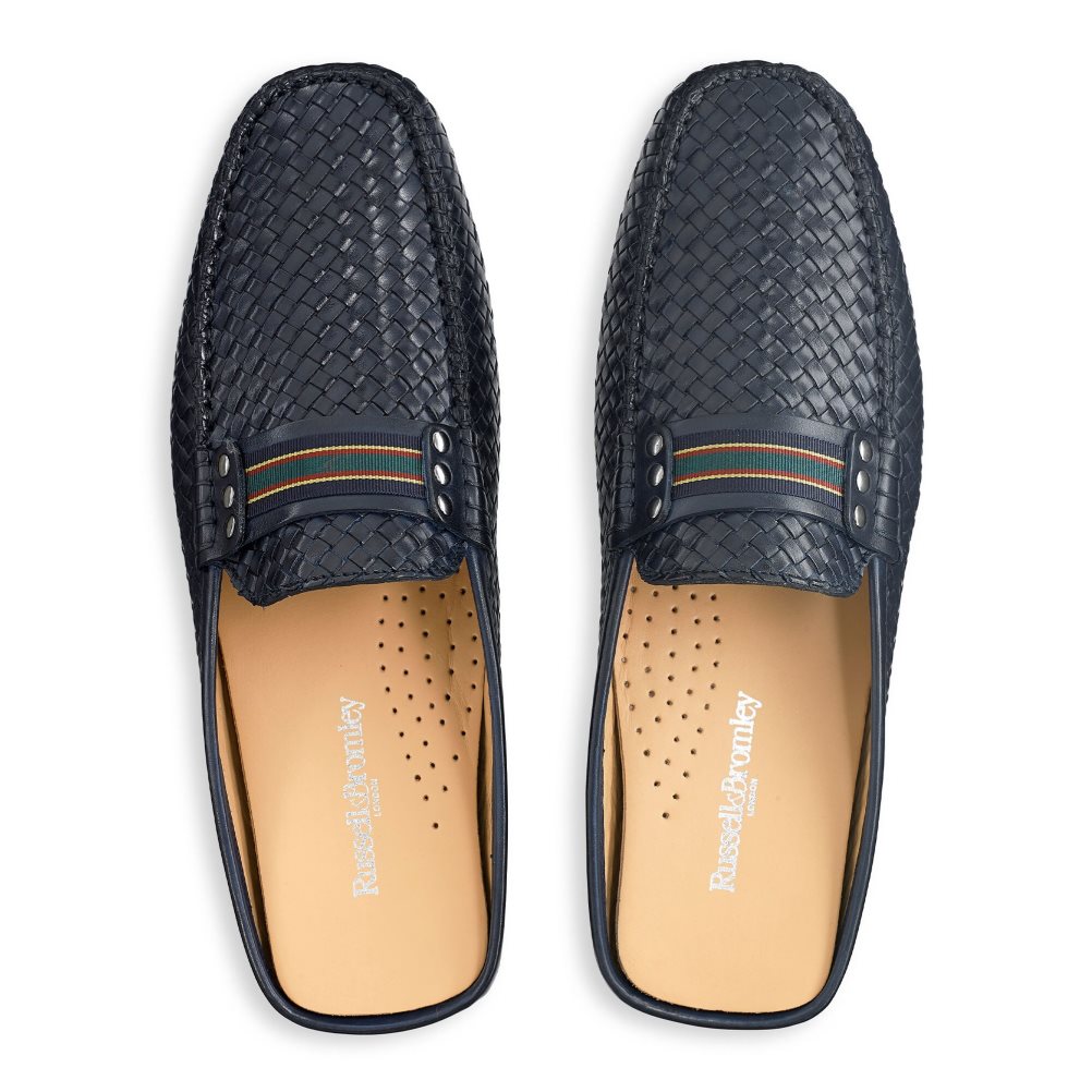 Navy Russell & Bromley Cabriolet Backless Men's Loafers | PH-4-BJVA