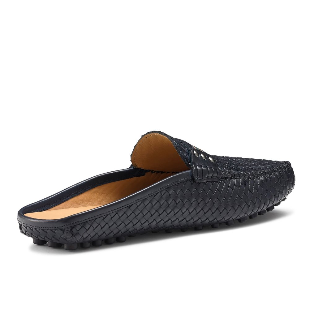 Navy Russell & Bromley Cabriolet Backless Men's Loafers | PH-4-BJVA