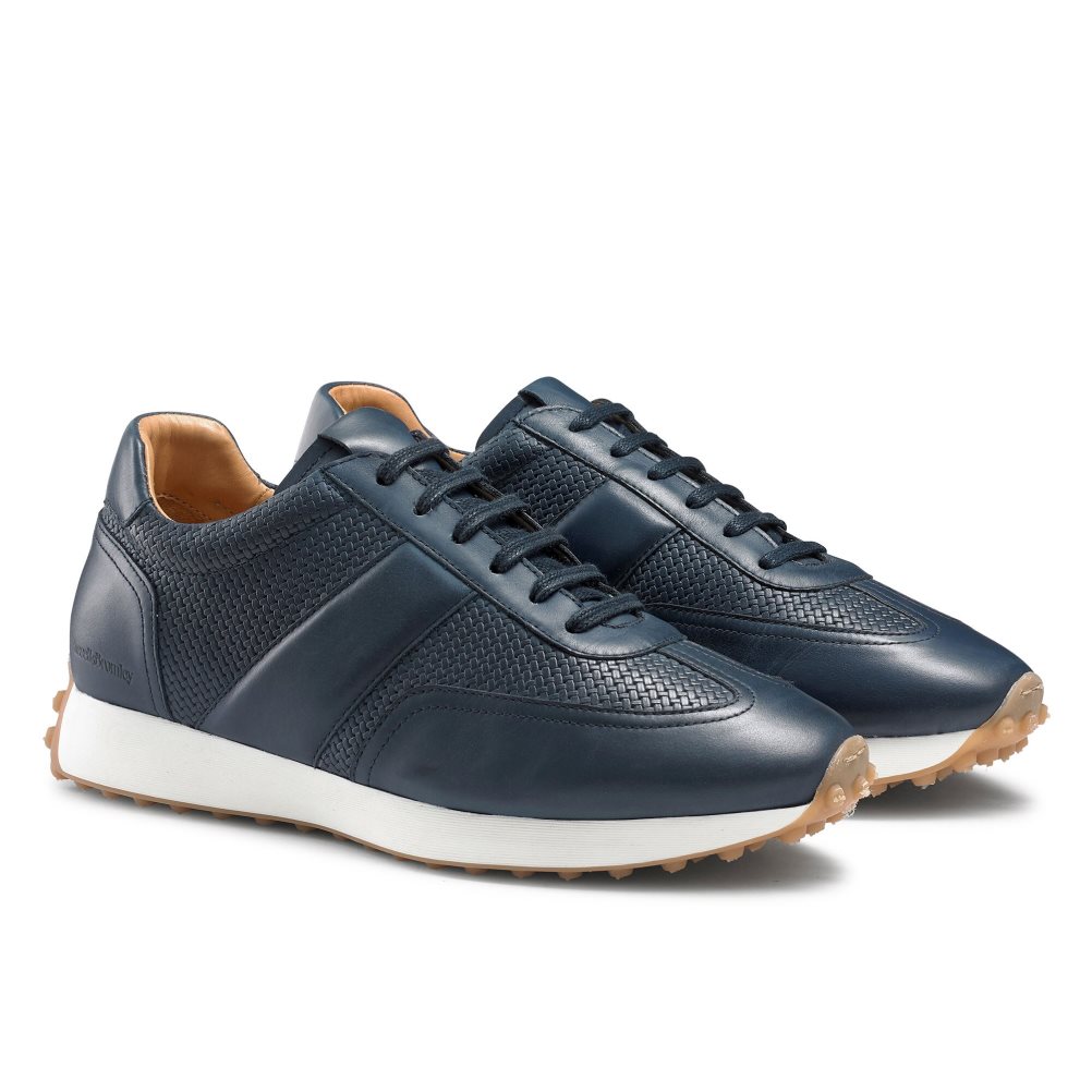 Navy Russell & Bromley Candidate Oxford Lace Runner Men's Trainers | PH-3-XSED