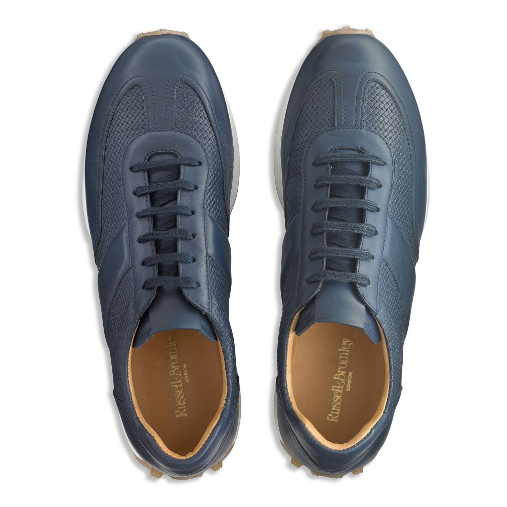 Navy Russell & Bromley Candidate Oxford Lace Runner Men's Trainers | PH-3-XSED