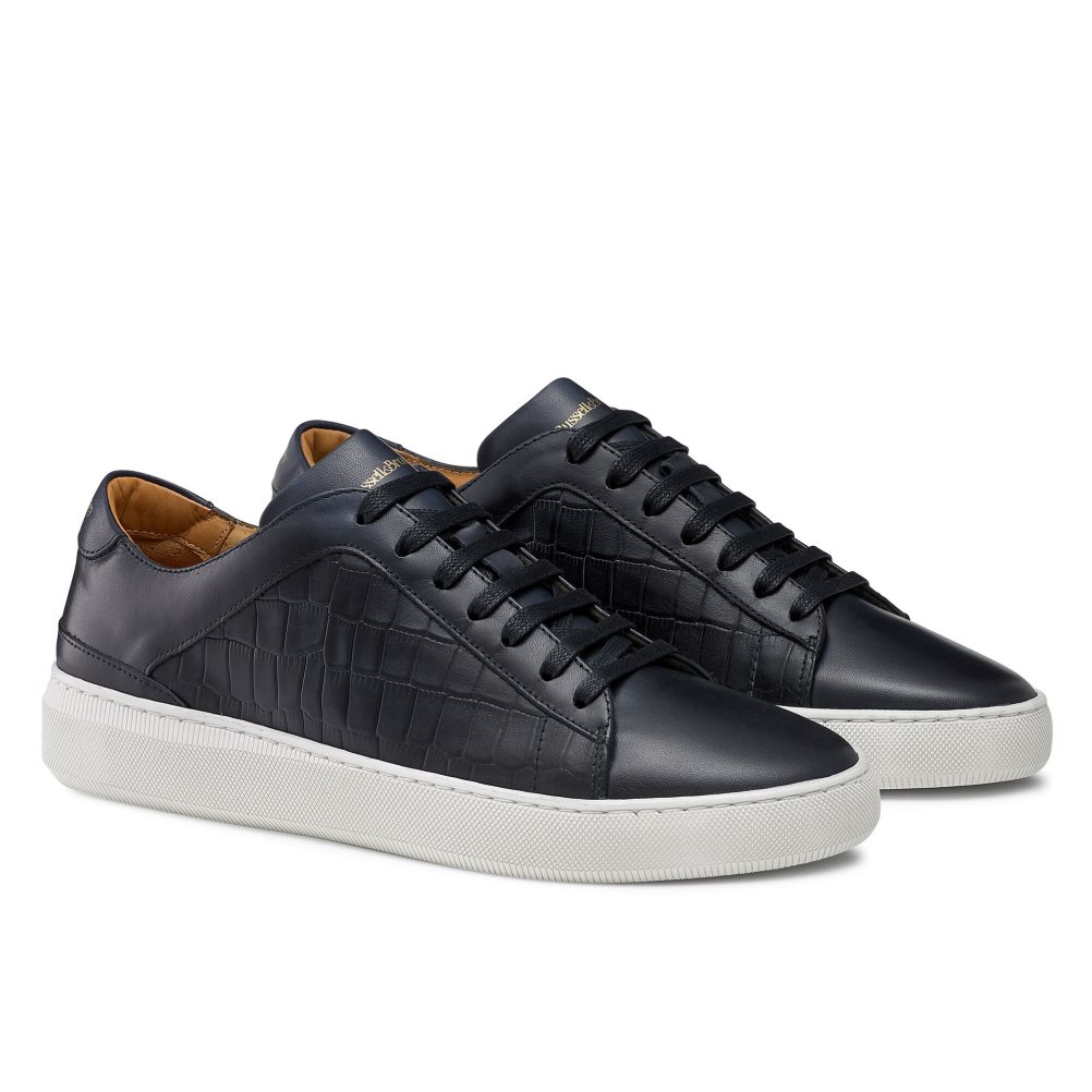 Navy Russell & Bromley Clear Run Lace-up Men's Trainers | PH-0-XNVA