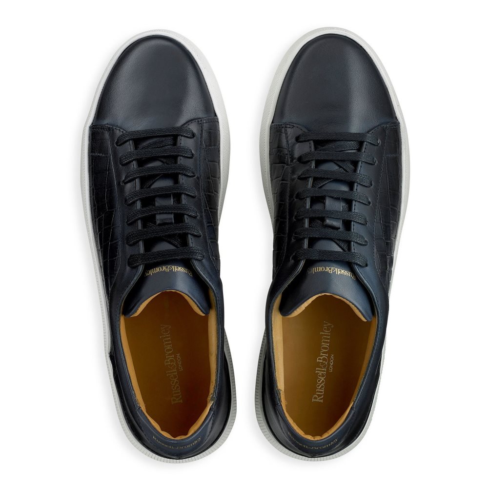 Navy Russell & Bromley Clear Run Lace-up Men's Trainers | PH-0-XNVA