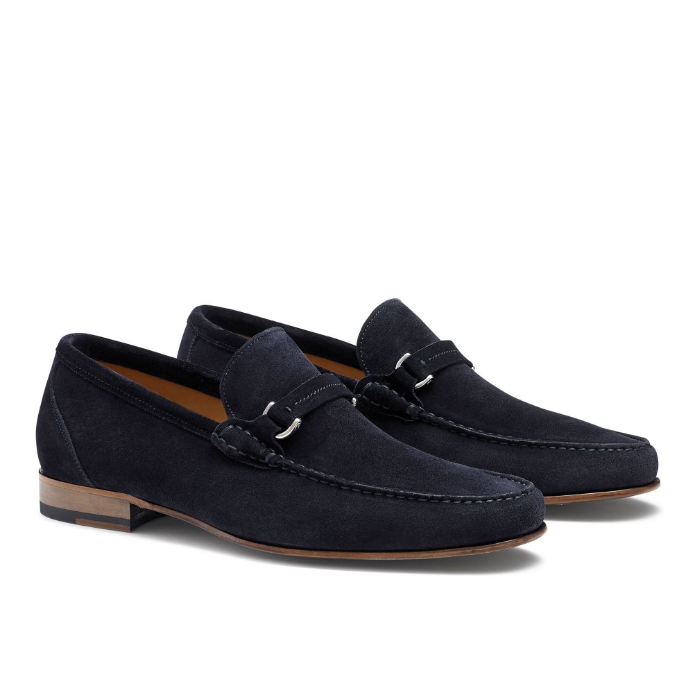 Navy Russell & Bromley Elite Slip On Men's Moccasins | PH-7-JDSK