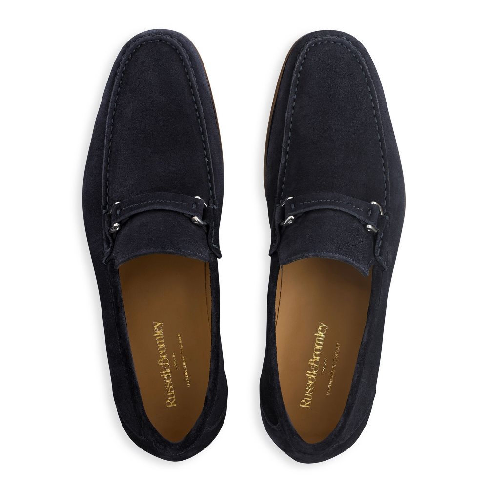 Navy Russell & Bromley Elite Slip On Men's Moccasins | PH-7-JDSK