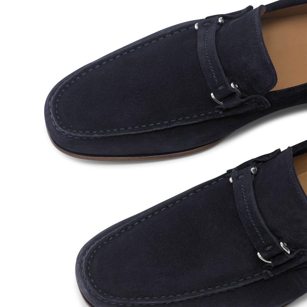 Navy Russell & Bromley Elite Slip On Men's Moccasins | PH-7-JDSK