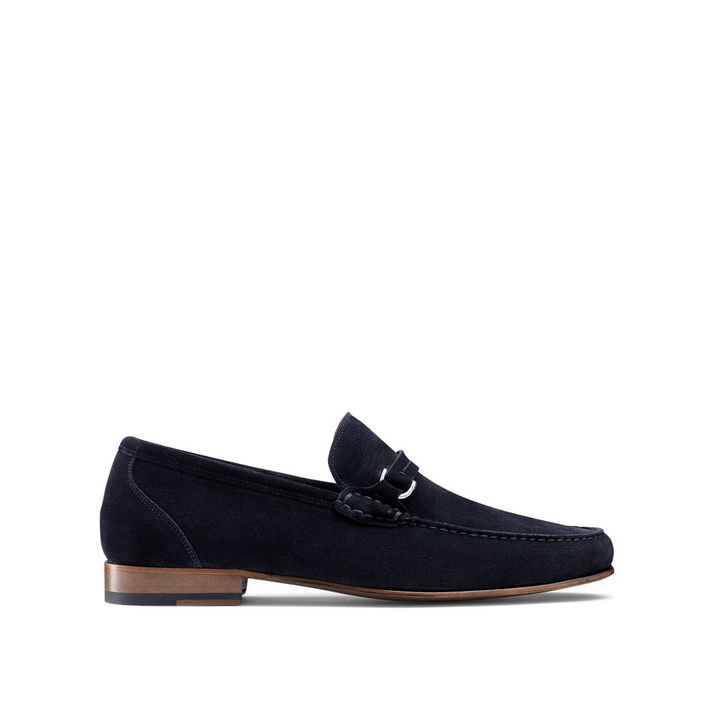 Navy Russell & Bromley Elite Slip On Men\'s Moccasins | PH-7-JDSK