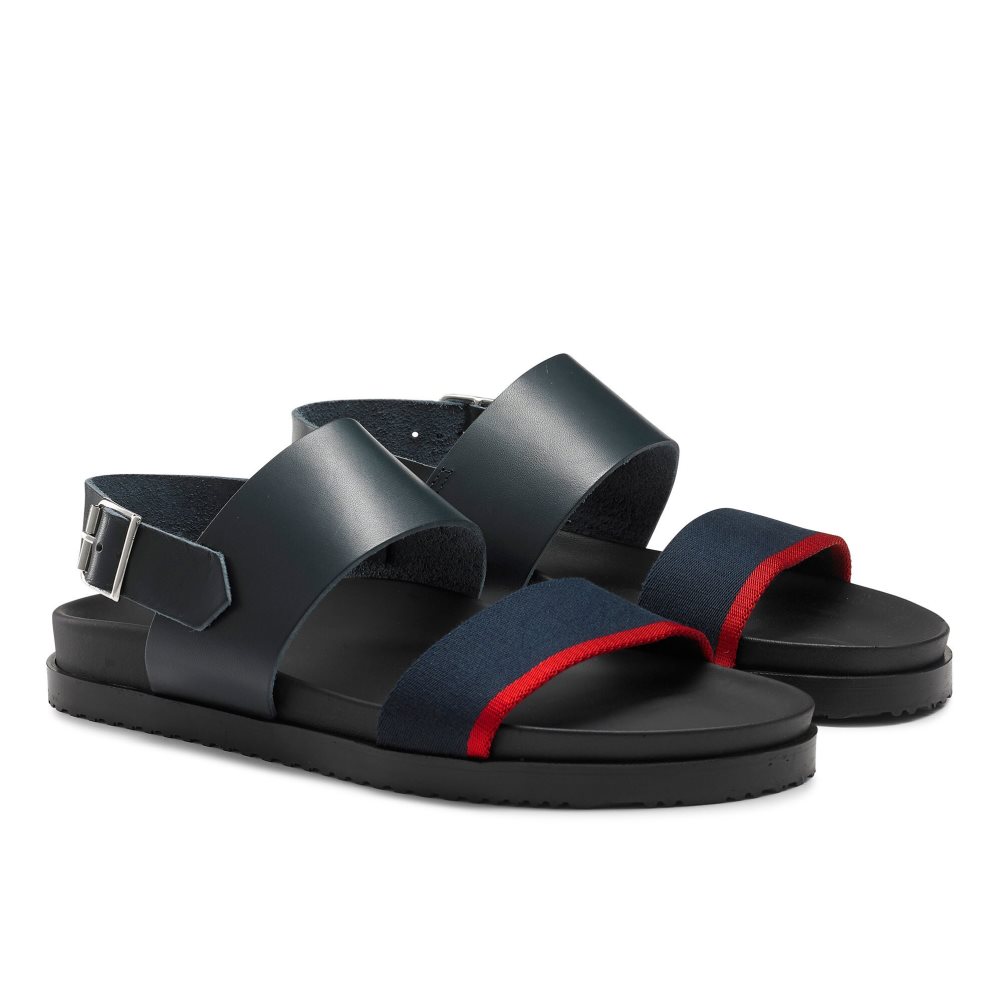 Navy Russell & Bromley Fab Track Men's Back-Strap Sandals | PH-9-SVPI