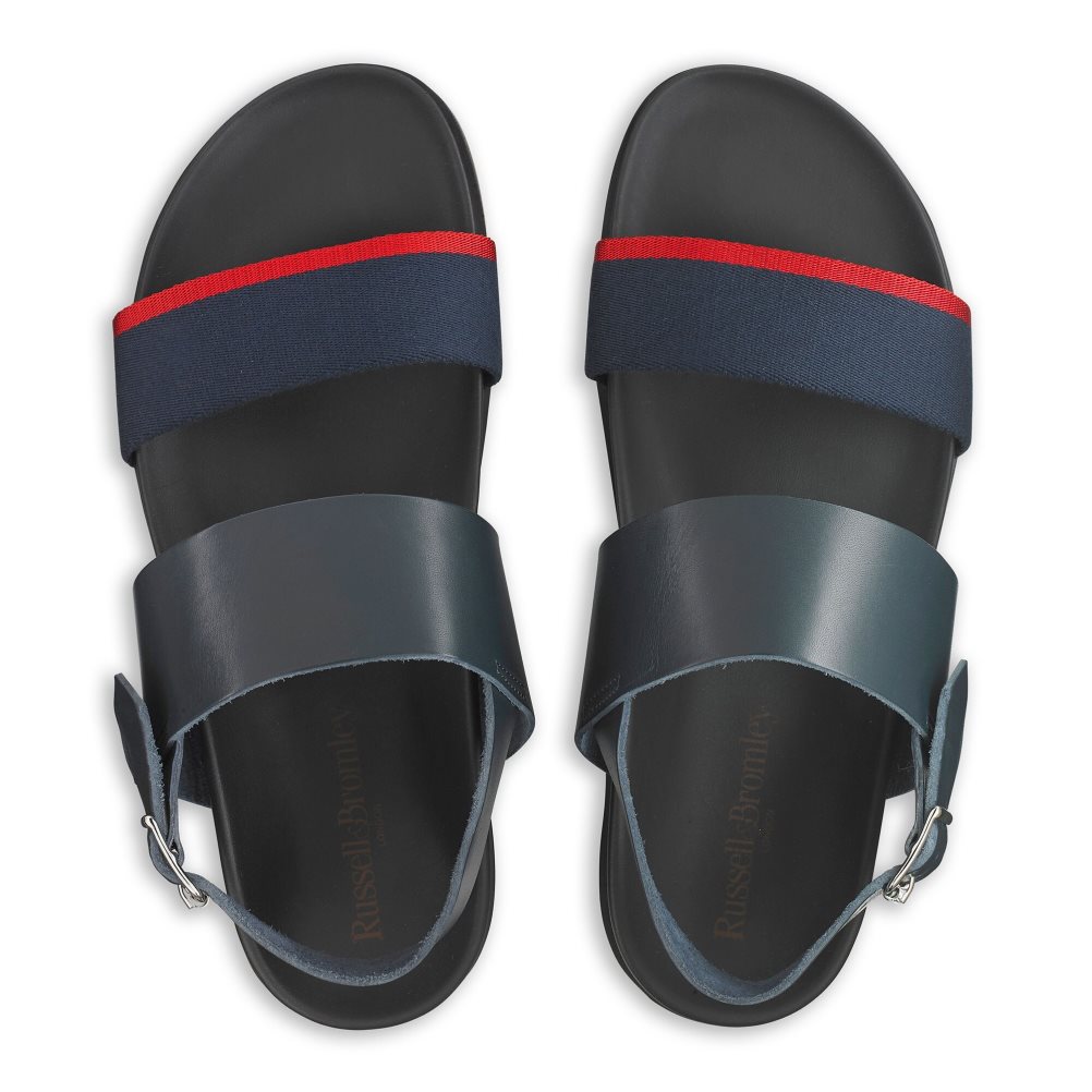 Navy Russell & Bromley Fab Track Men's Back-Strap Sandals | PH-9-SVPI