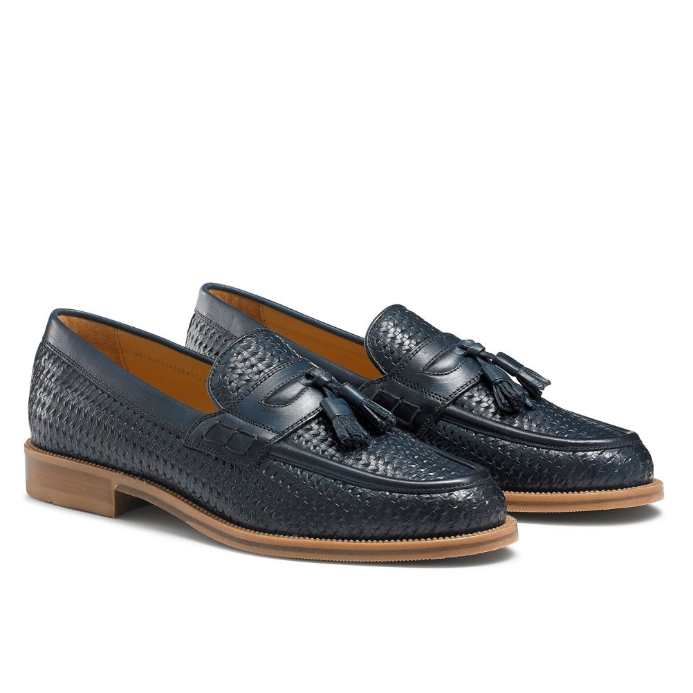 Navy Russell & Bromley Keeble 4 Tassel College Men's Formal Shoes | PH-0-LZWA