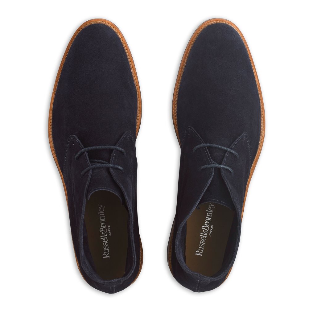 Navy Russell & Bromley Pall Mall Unlined Men's Chukka Boots | PH-0-WIUZ