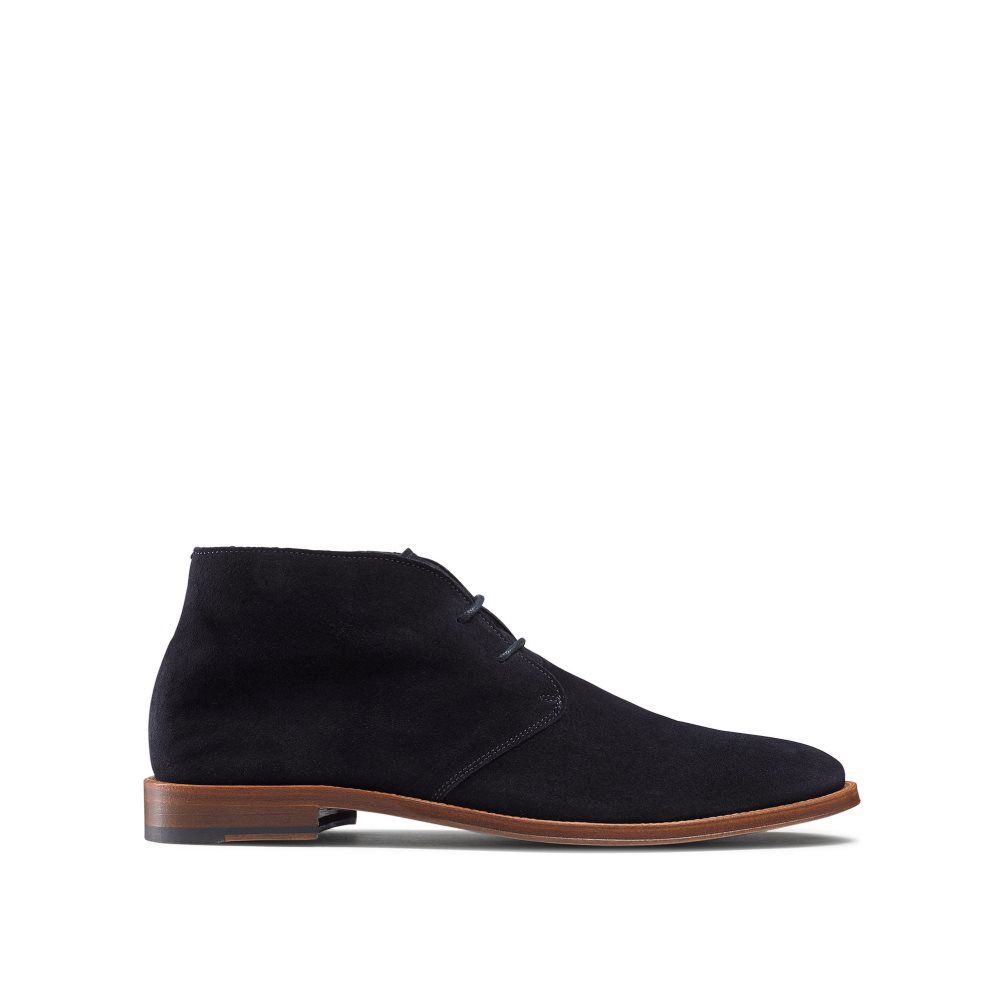 Navy Russell & Bromley Pall Mall Unlined Men\'s Chukka Boots | PH-0-WIUZ