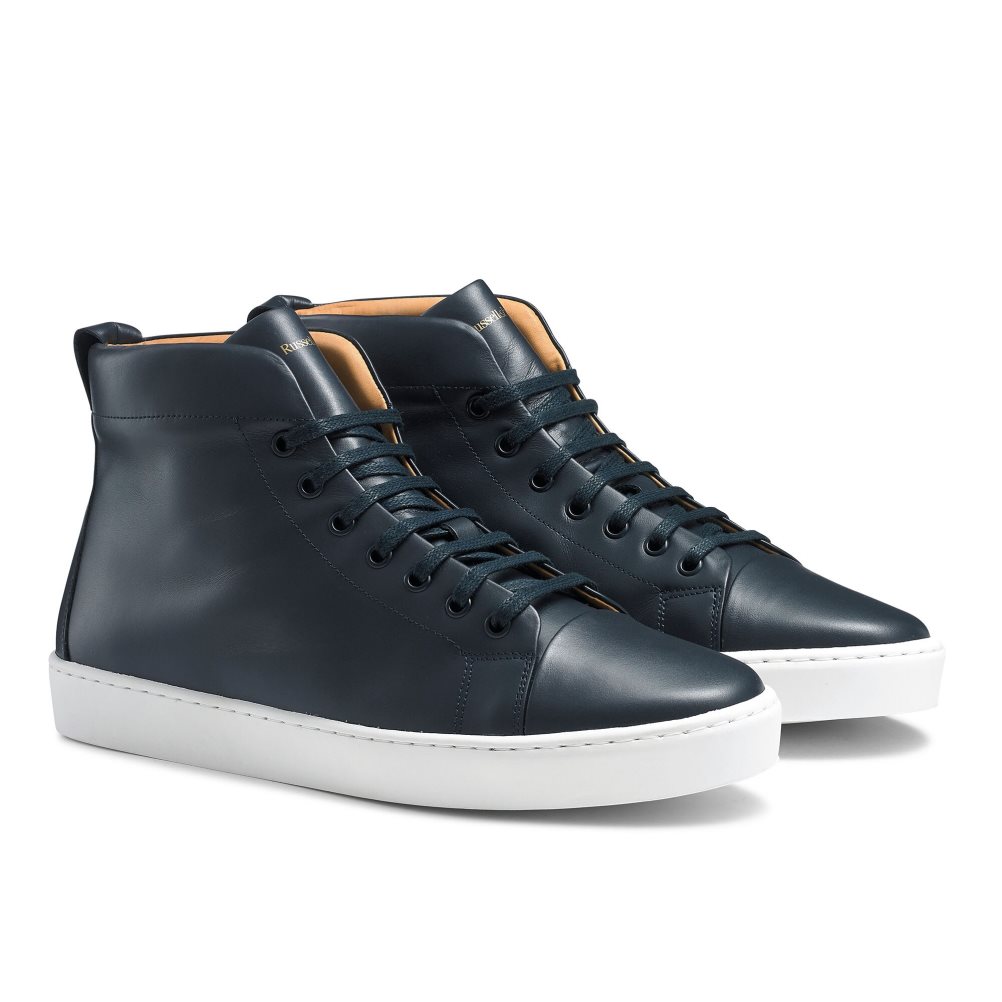 Navy Russell & Bromley Park Hi M High Top Men's Trainers | PH-0-XFQS