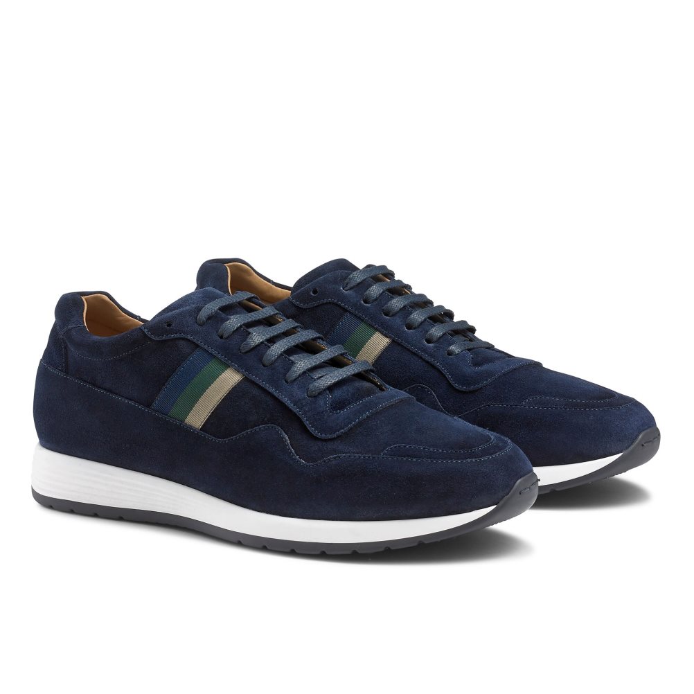 Navy Russell & Bromley Run Time Luxury Men's Trainers | PH-0-KNIT