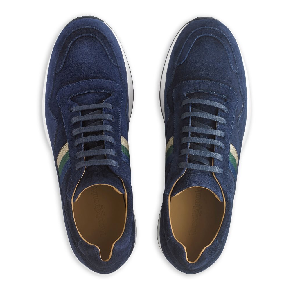 Navy Russell & Bromley Run Time Luxury Men's Trainers | PH-0-KNIT