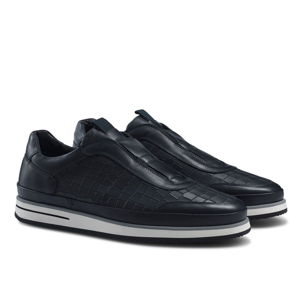 Navy Russell & Bromley San Giusto Oxford Laceless Men's Trainers | PH-4-NCGD