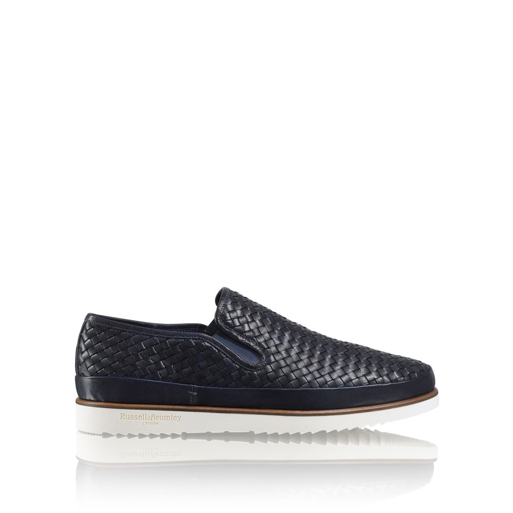 Navy Russell & Bromley Sanmarino Slip-on Men\'s Trainers | PH-1-CLJQ