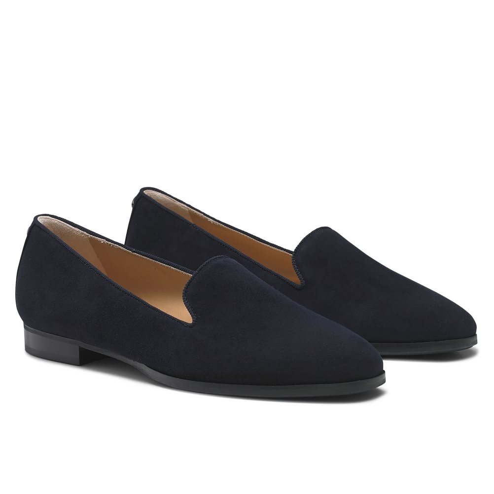 Navy Russell & Bromley Smoking Dress Women's Ballet Flats | PH-6-RWEJ