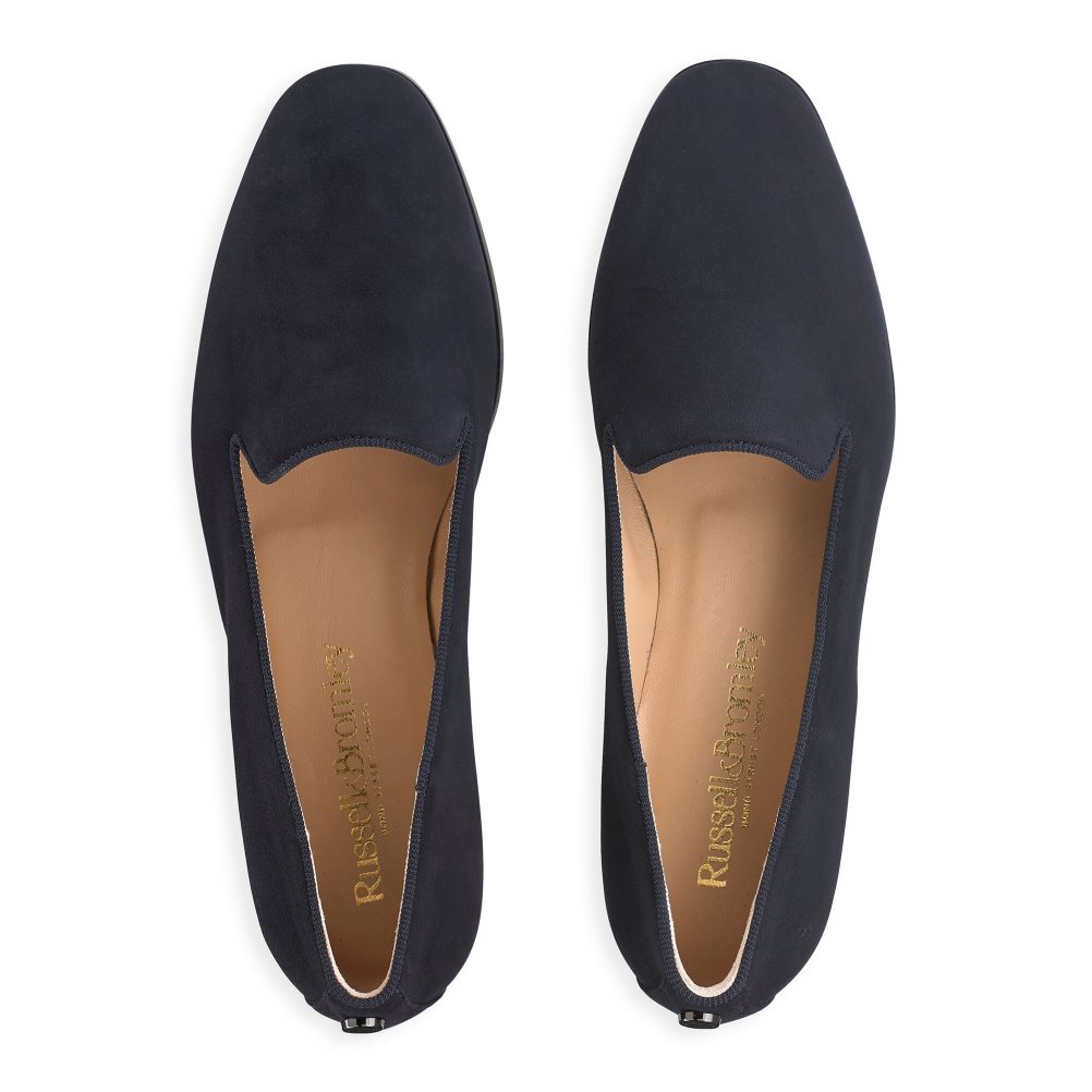 Navy Russell & Bromley Smoking Dress Women's Ballet Flats | PH-6-RWEJ