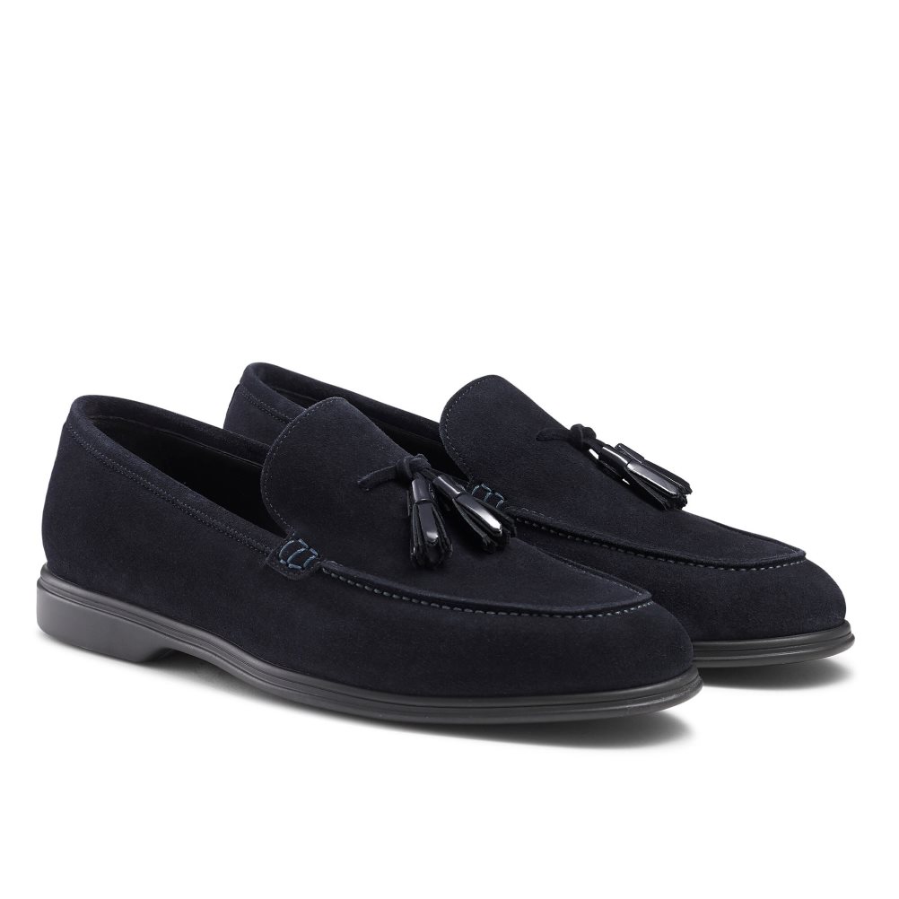 Navy Russell & Bromley Tassel Tassel Men's Formal Shoes | PH-3-DPUC