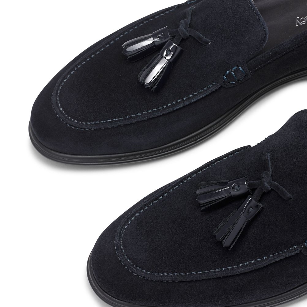 Navy Russell & Bromley Tassel Tassel Men's Formal Shoes | PH-3-DPUC