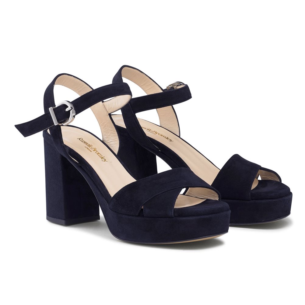 Navy Russell & Bromley Topform Platform Women's Heels Sandals | PH-9-GLMA