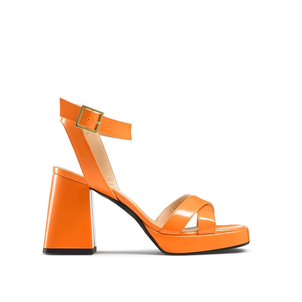 Orange Russell & Bromley Groovybaby Platform Women\'s Heels Sandals | PH-2-STRL