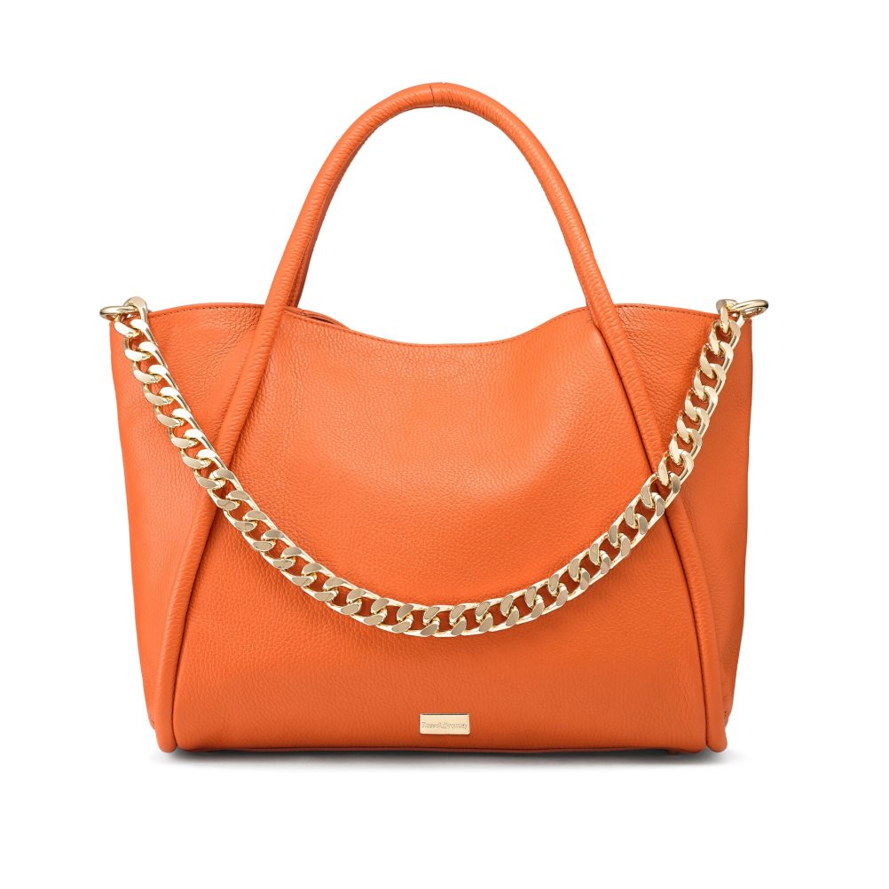 Orange Russell & Bromley Icon Chain East/West Grab Women\'s Tote Bags | PH-6-RFTN