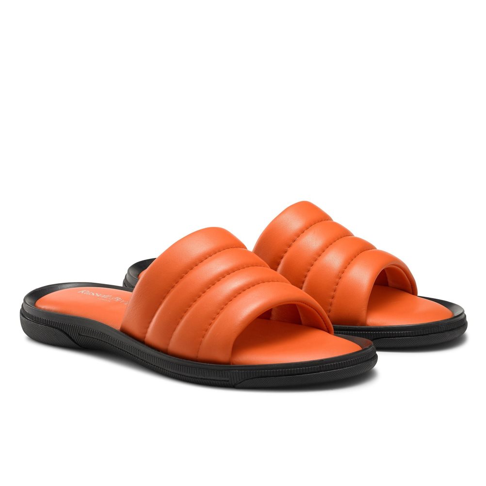 Orange Russell & Bromley Luxe Men's Slides | PH-9-WTYK