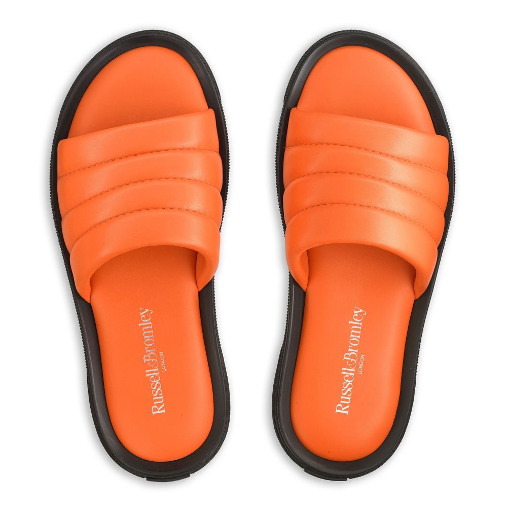 Orange Russell & Bromley Luxe Men's Slides | PH-9-WTYK