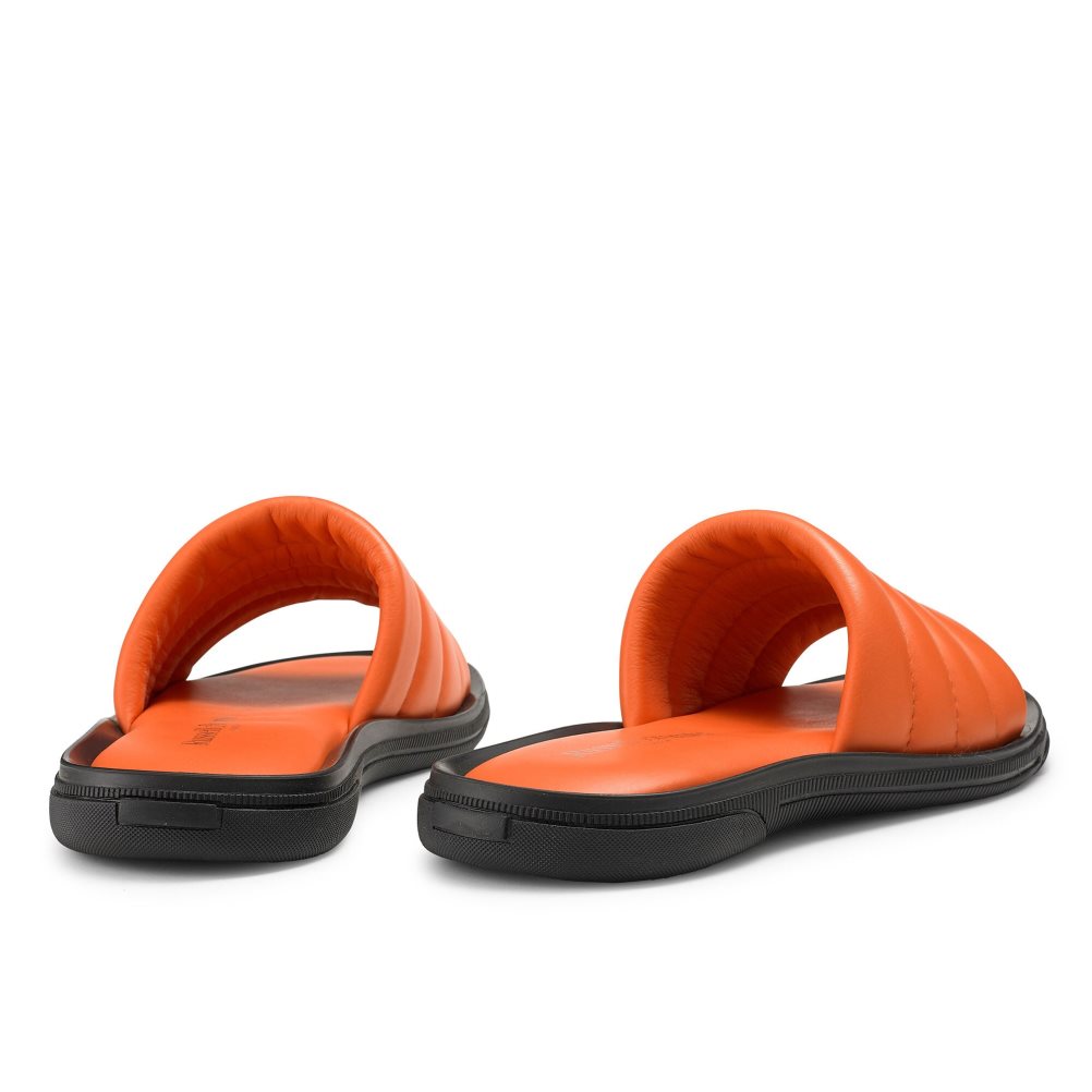 Orange Russell & Bromley Luxe Men's Slides | PH-9-WTYK