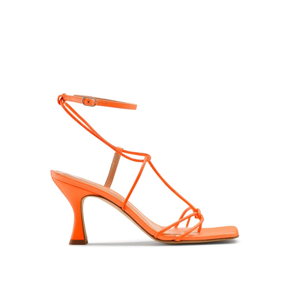 Orange Russell & Bromley Noodles Skinny Strap Women\'s Heels Sandals | PH-6-FBIM