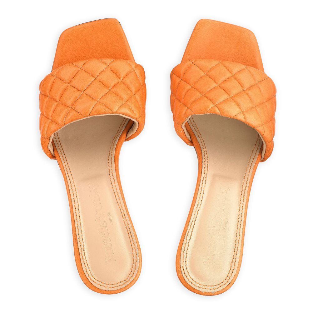 Orange Russell & Bromley Quiltbloc Quilted Block Women's Mules | PH-6-HTUW