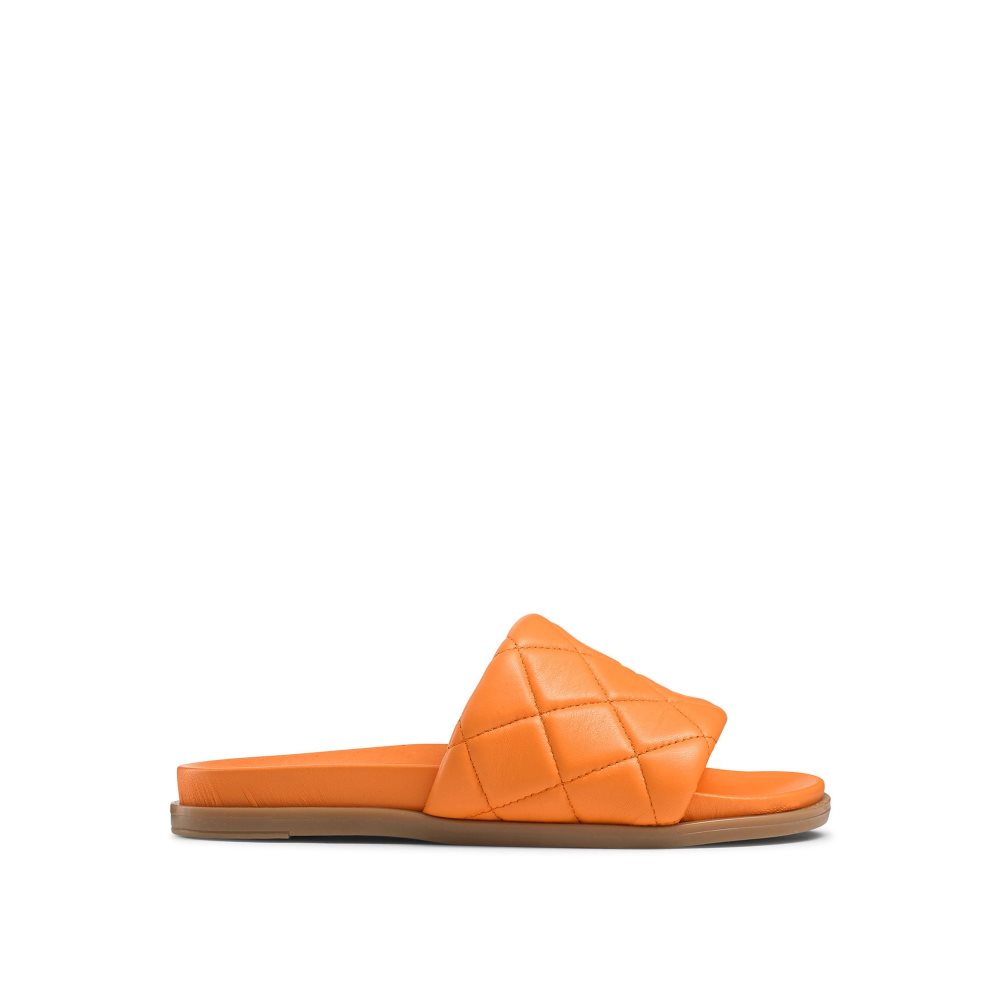 Orange Russell & Bromley Quilted Women\'s Slides | PH-7-QYPF