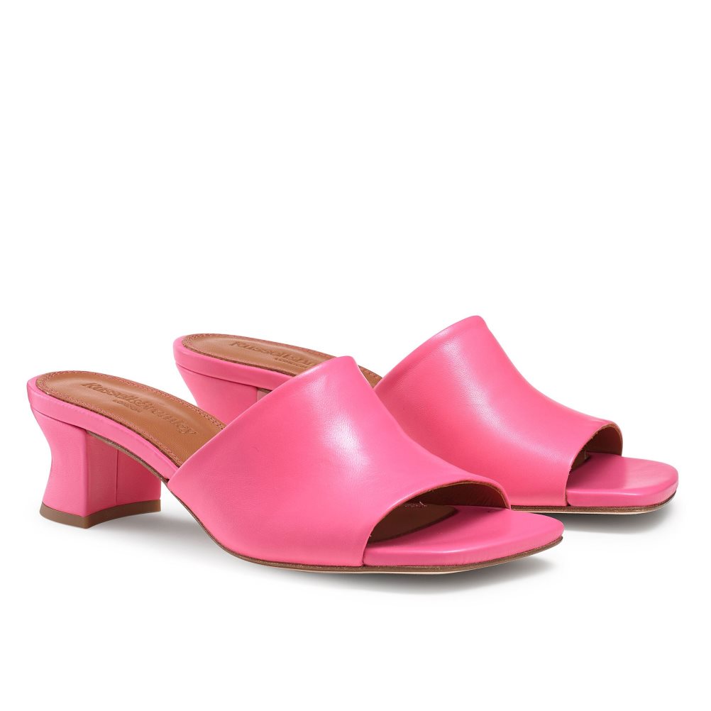 Pink Russell & Bromley Bon Bon Mid Block Women's Mules | PH-2-YWGF