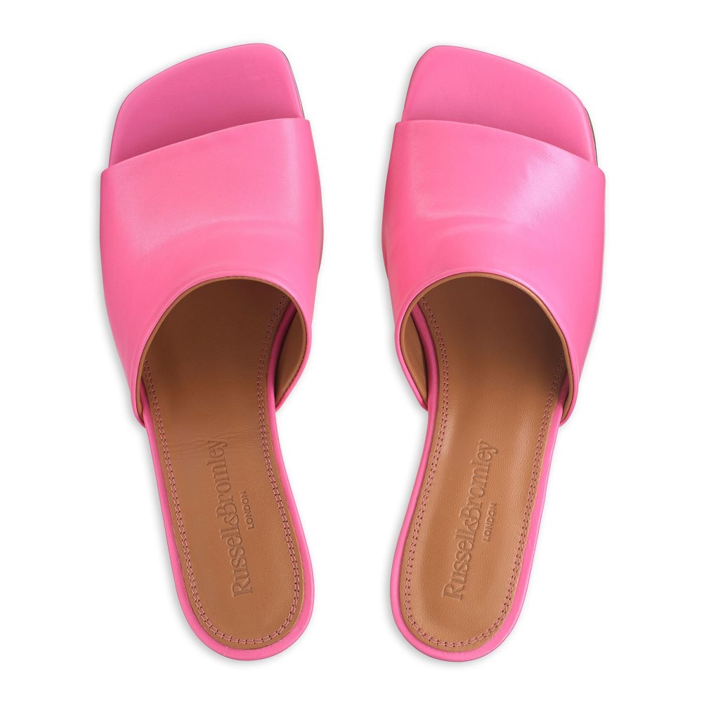 Pink Russell & Bromley Bon Bon Mid Block Women's Mules | PH-2-YWGF