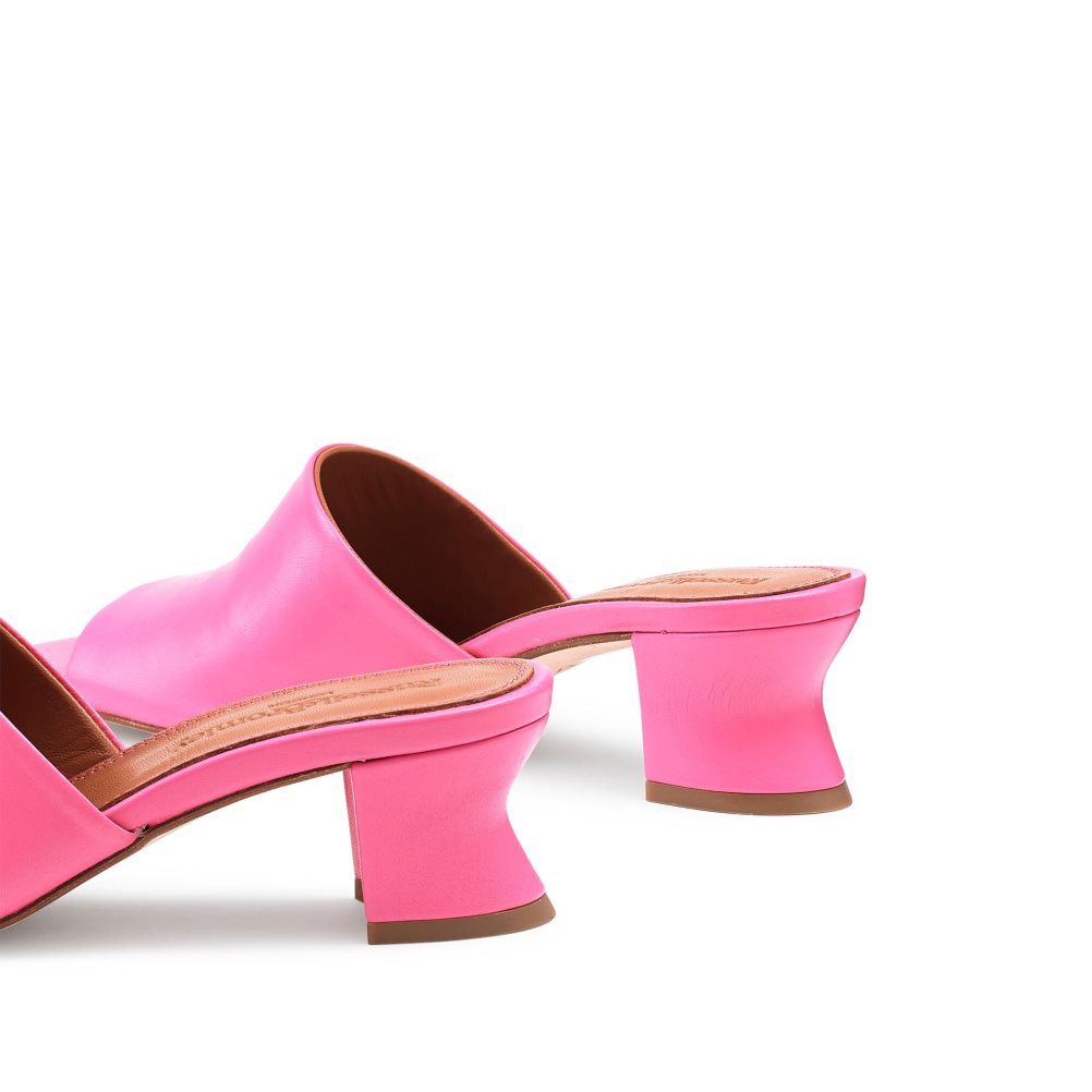 Pink Russell & Bromley Bon Bon Mid Block Women's Mules | PH-2-YWGF