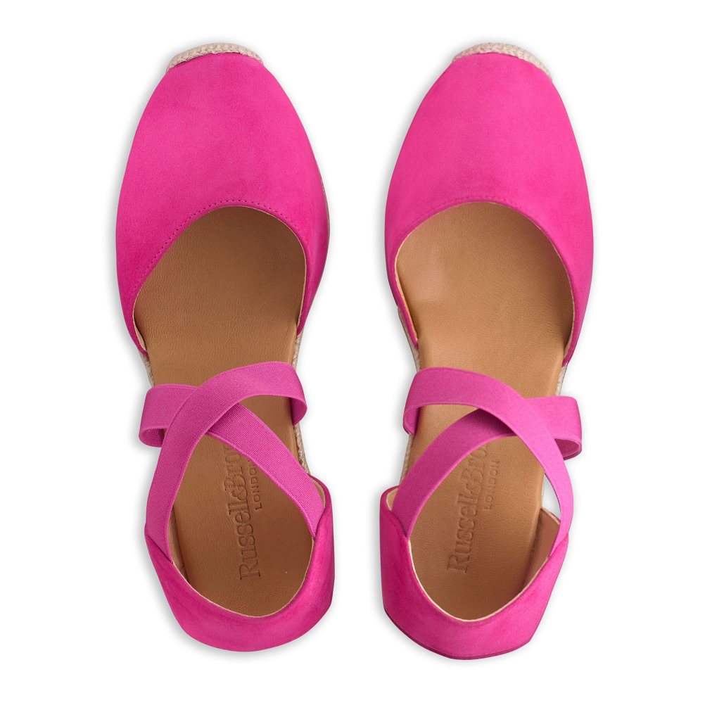 Pink Russell & Bromley Coco-cross Elastic Espadrille Women's Wedges | PH-3-NZUP