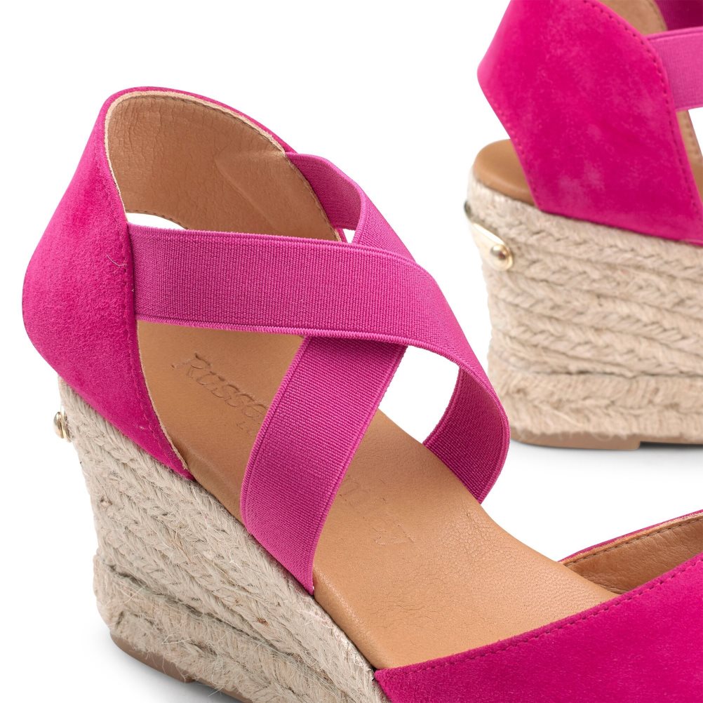 Pink Russell & Bromley Coco-cross Elastic Espadrille Women's Wedges | PH-3-NZUP