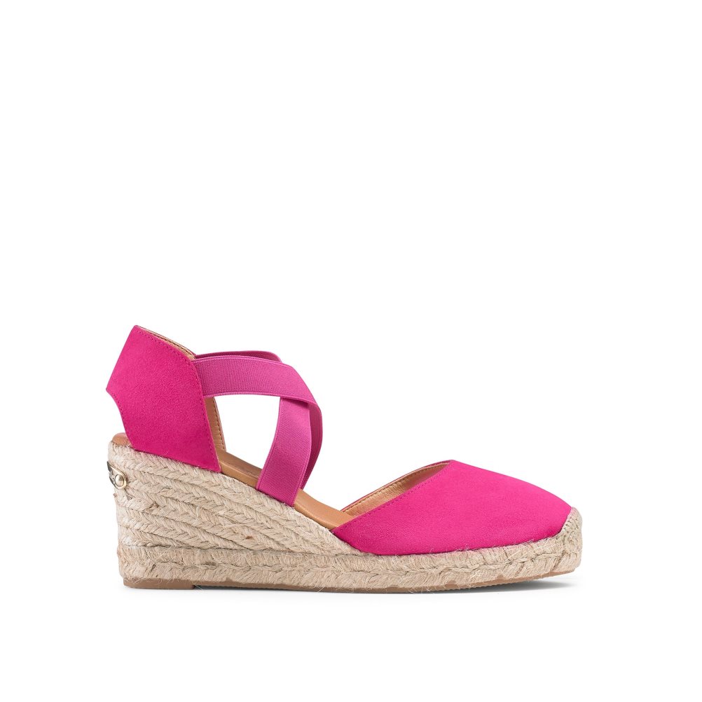 Pink Russell & Bromley Coco-cross Elastic Espadrille Women\'s Wedges | PH-3-NZUP