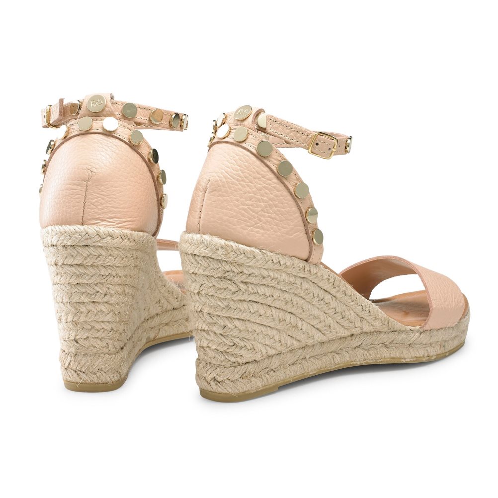 Pink Russell & Bromley Coin Spin Stud Espadrille Women's Wedges | PH-4-XLON