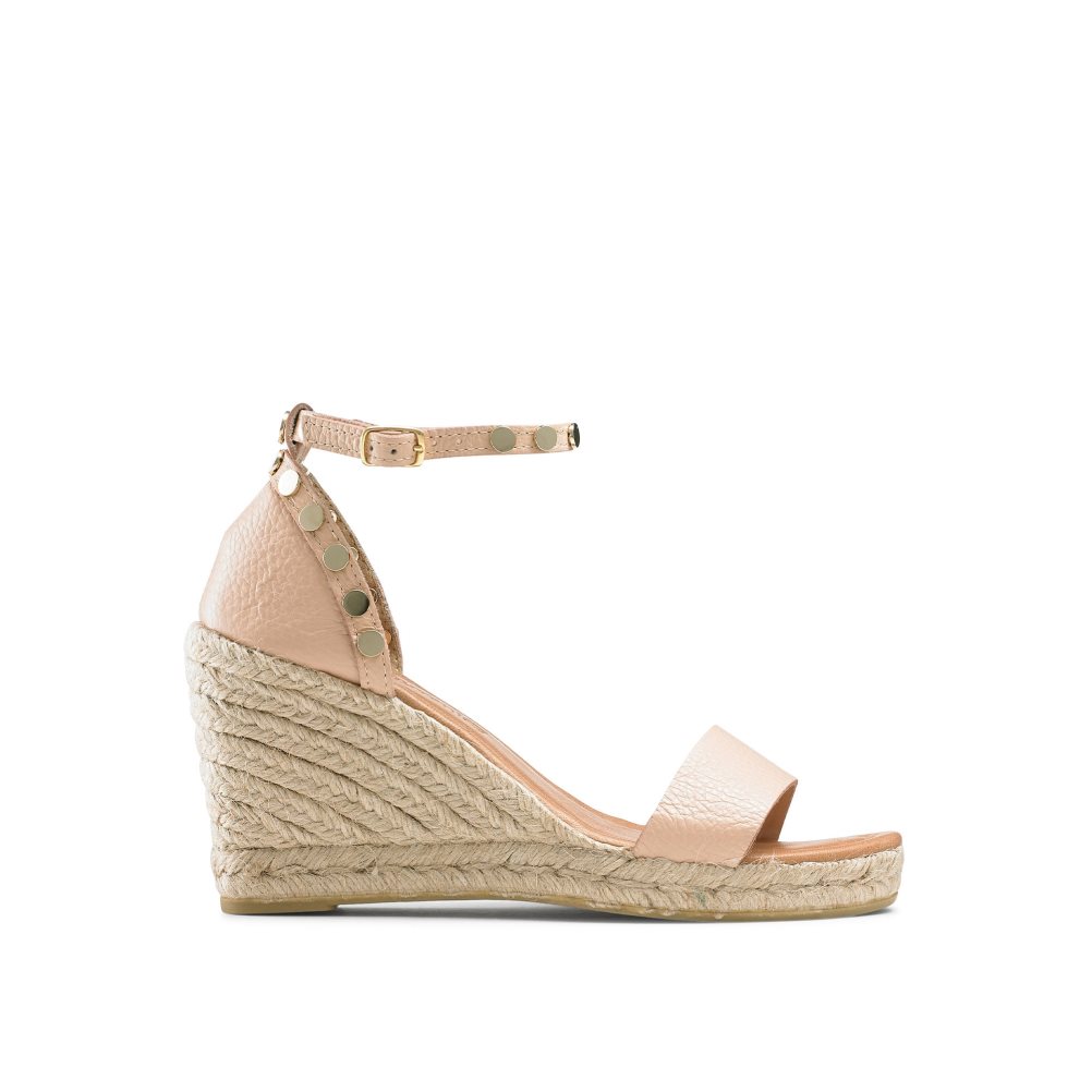 Pink Russell & Bromley Coin Spin Stud Espadrille Women\'s Wedges | PH-4-XLON