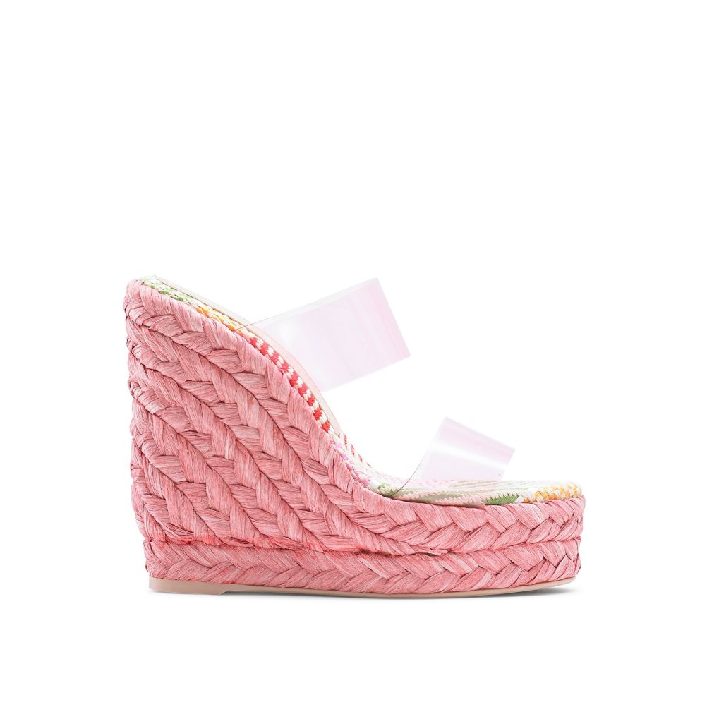 Pink Russell & Bromley Iceberg Perspex Espadrille Women\'s Wedges | PH-6-TYCW