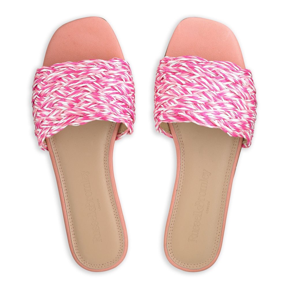 Pink Russell & Bromley Kiss You Raffia Women's Flat Sandals | PH-5-EWHX