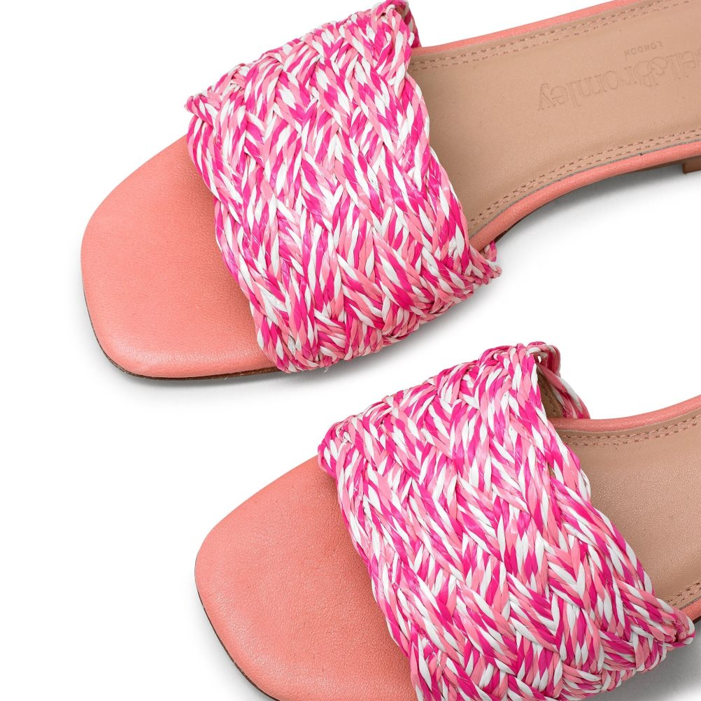 Pink Russell & Bromley Kiss You Raffia Women's Flat Sandals | PH-5-EWHX